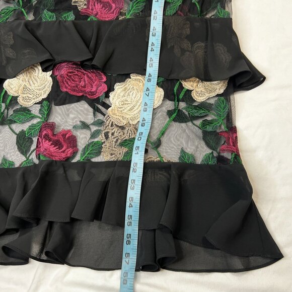 Lulus True to Heart Floral Embroidered Sheer Maxi Dress Black Tiered Ruffle Sm - Picture 13 of 16